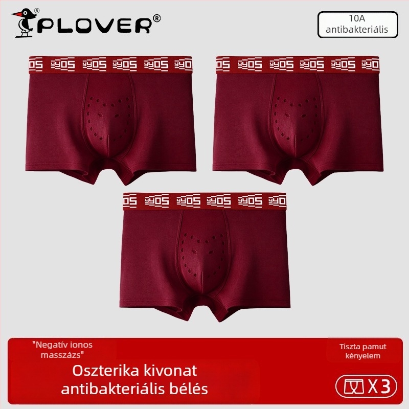 Új piros pamut boxeralsó férfiaknak középmagassággal a Ló évére, nagy méret, természetes érzet