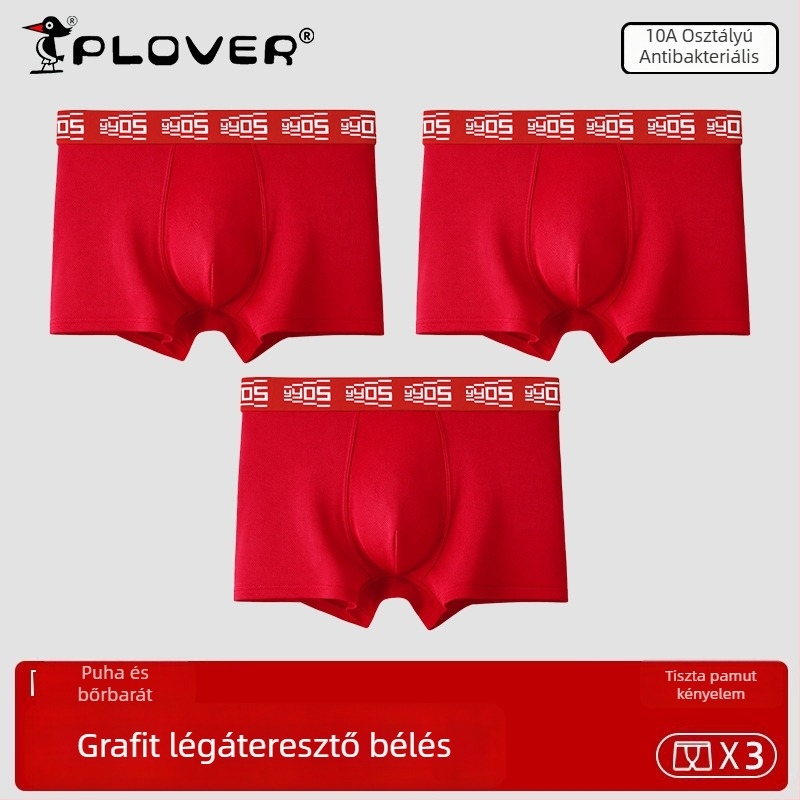 Új piros pamut boxeralsó férfiaknak középmagassággal a Ló évére, nagy méret, természetes érzet
