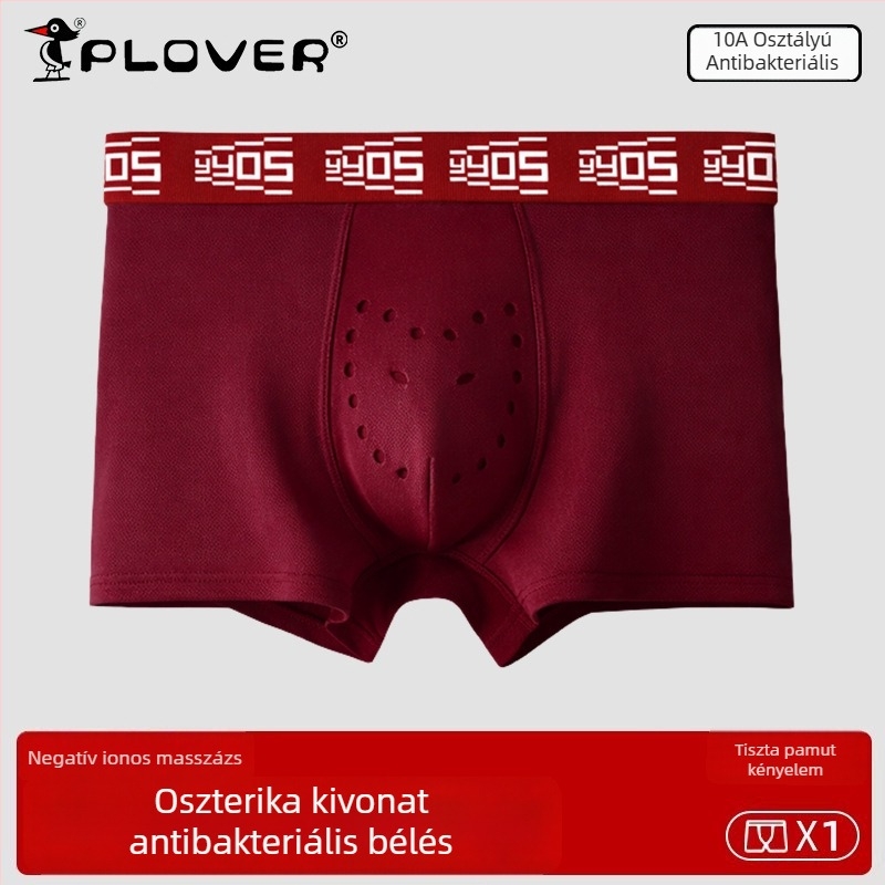 Új piros pamut boxeralsó férfiaknak középmagassággal a Ló évére, nagy méret, természetes érzet
