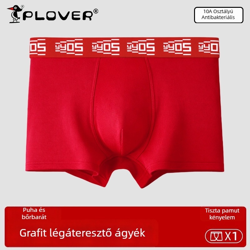 Új piros pamut boxeralsó férfiaknak középmagassággal a Ló évére, nagy méret, természetes érzet