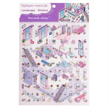 3D diorámás matricák – aranyos rajzfilm-stílusú, kézzel készített DIY naplóhoz
