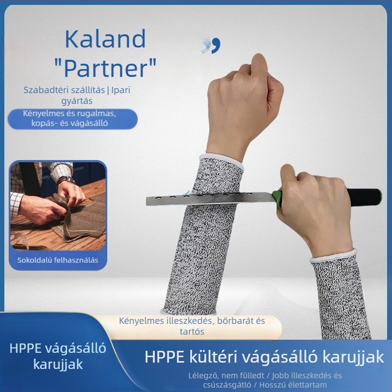 5. szintű vágásálló alkarvédő, megerősített HPPE csuklóvédővel, védelem a kés és a karcolódás ellen, üvegkezeléshez és rakodáshoz