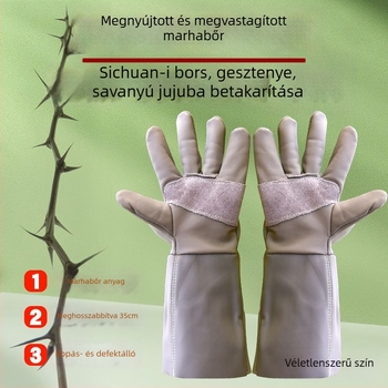 Marhabőrből készült kertészeti kesztyű, védelem, vágásálló és csúszásmentes, durian hámozására, gesztenye szedésére, paprika és rózsa metszésére