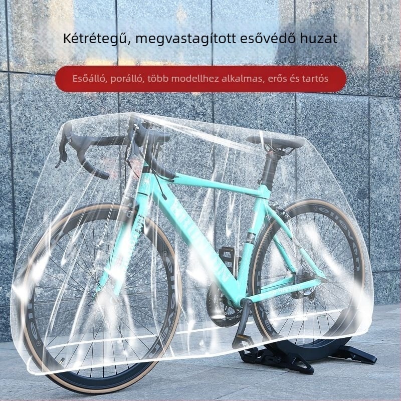 Esőálló és porálló kerékpárvédő, vastagított MTB védőhuzat, vízálló átlátszó borítás