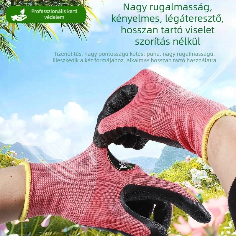 Kertészeti kesztyű marhabőrből, kopásálló, vágás- és átszúrásálló, csúszásmentes a virágkezeléshez