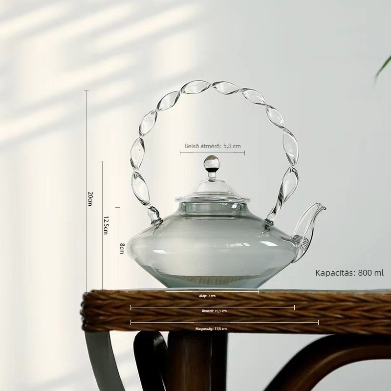 Üveg teáskanna emelhető fogantyúval, könnyű luxus stílus, hőálló, virágos tea és fekete tea számára – Starry Sky dizájn