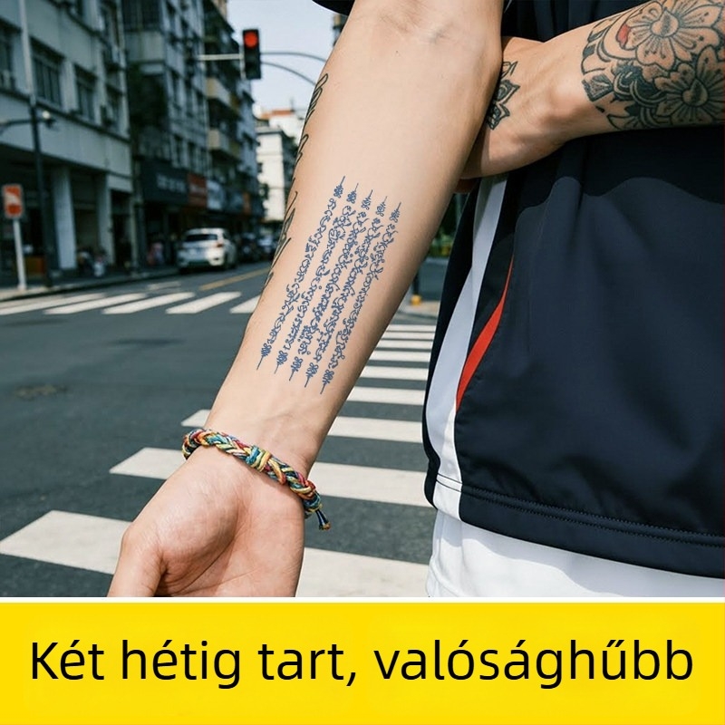Vízmentes gyógynövényes tetoválás matrica thai szimbólumokkal, félpermanent, vízálló, hosszú távú, élethű megjelenés