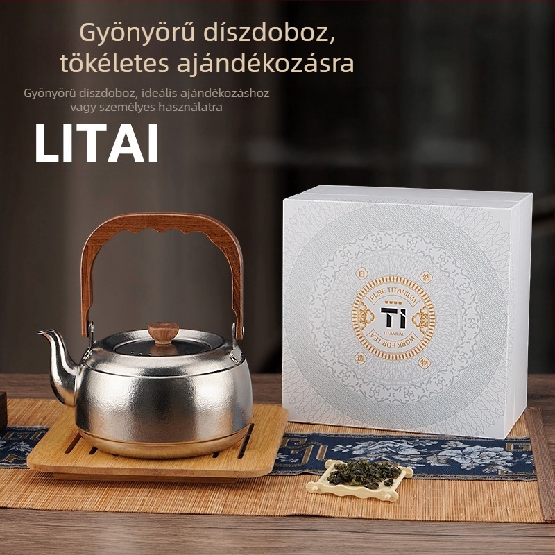 Tiszta titán teáskanna fogantyúval, teafilterrel és fedéllel, otthoni használatra, modern minimalista stílus, Kung Fu teáskészlet