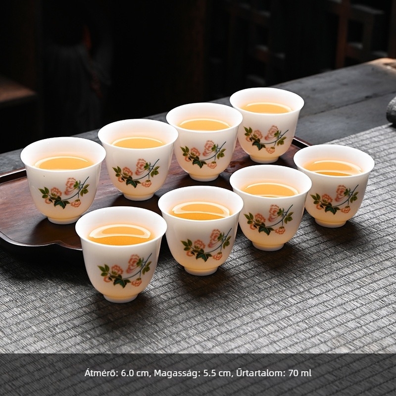 Gongfu teáscsésze fehér jade porcelánból – kerámia, otthoni és irodai használatra
