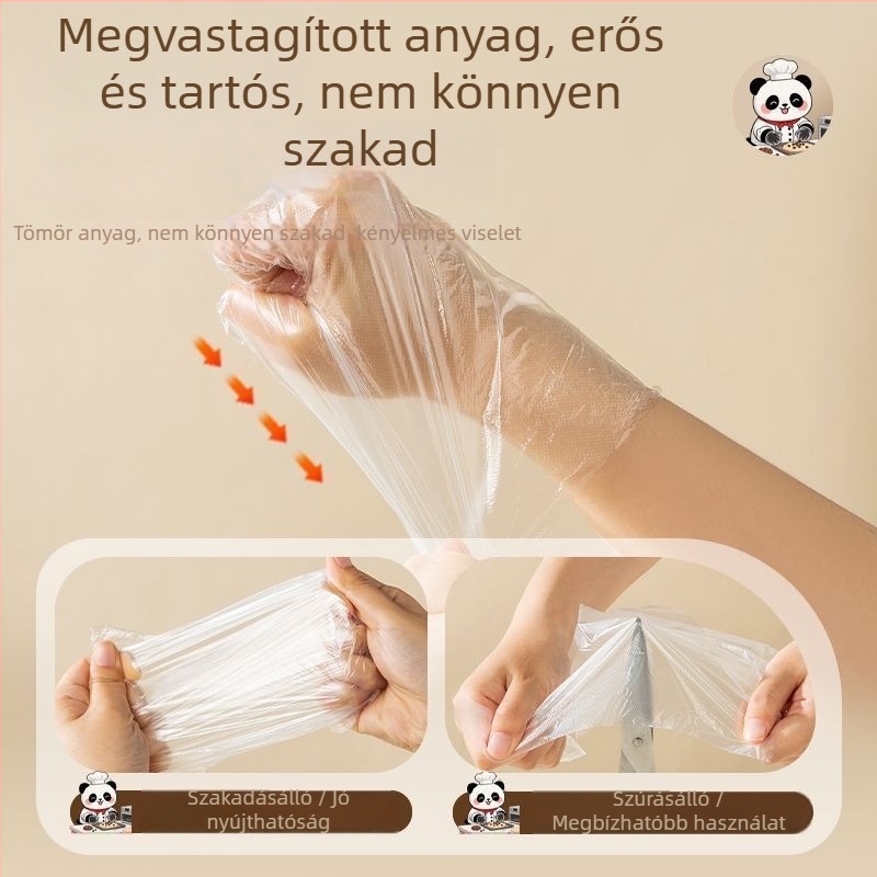 TPE étkezési minőségű egyszer használatos kesztyűk konyhai feladatokra, dagasztáshoz, sütéshez és takarításhoz; vastagított és tartós