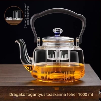 Magas-boroszilikát üvegből készült teáskanna fogantyúval, otthoni és irodai használatra, univerzális tea filterrel, elektromos kerámiatűzhelyen használható