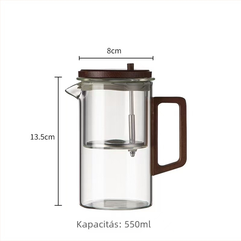 Elegáns teáskanna teavíz elválasztó szűrővel, irodai mágneses teafőző, fa fogantyúval rendelkező teáskészlet