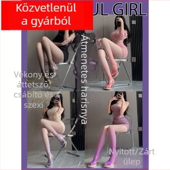 Gradiens lilás harisnya nyitott ágyékkal, ultra vékony, áttetsző