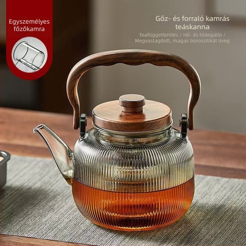 Üveg teáskanna tea és víz elválasztással, hőálló, otthoni használatra elektromos kerámia tűzhelyhez, kínai stílusú fogantyúval, teáskészlet