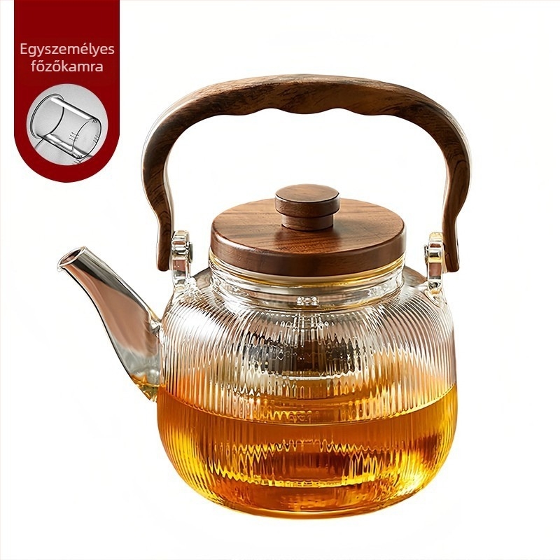 Üveg teáskanna tea és víz elválasztással, hőálló, otthoni használatra elektromos kerámia tűzhelyhez, kínai stílusú fogantyúval, teáskészlet