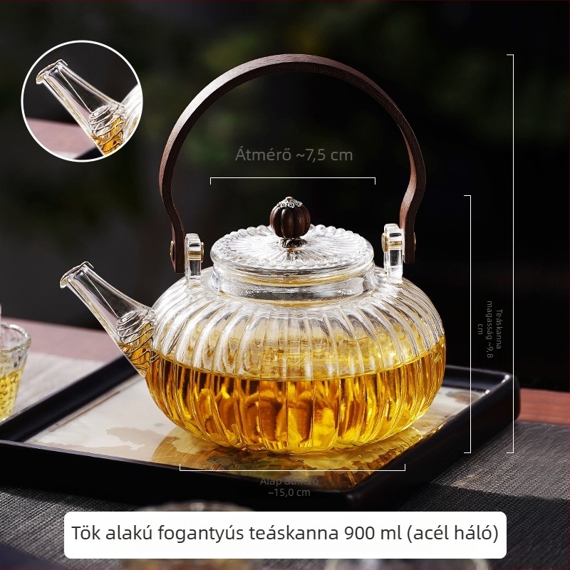 Kínai stílusú üveg teáskanna magas hőmérsékletű teázáshoz — háztartási teáskészlet