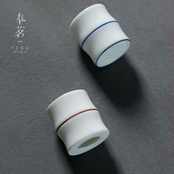 Matte kerámia fedőállvány teáskannához és fehér porcelán fedőtartó – Gongfu tea ceremónia kiegészítői