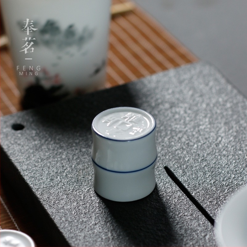 Matte kerámia fedőállvány teáskannához és fehér porcelán fedőtartó – Gongfu tea ceremónia kiegészítői