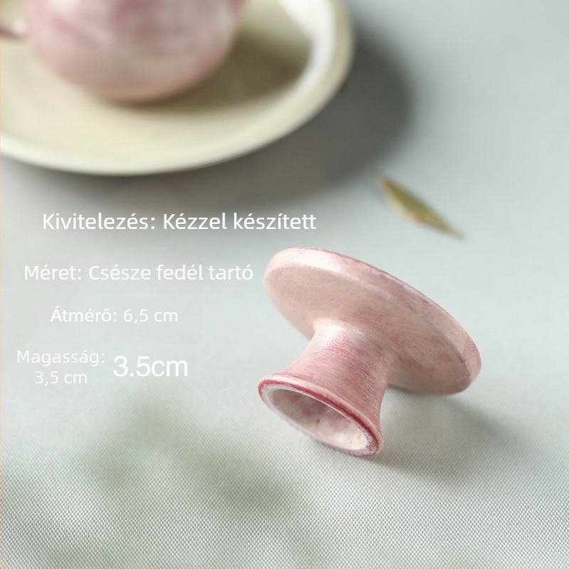 Mr. Qing kerámia magas talpas fedőállvány tea-petekhez, színben sakura rózsaszín és orchidea, kiegészítő a Kung Fu teáskészlethez