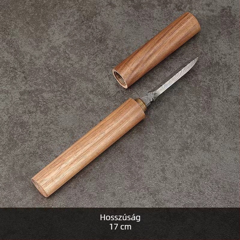 Diófából készült teáskészlet-kiegészítők: teáskés diófából, tisztító tálca, víz tisztító ecset