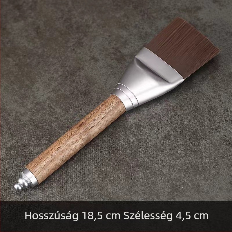 Diófából készült teáskészlet-kiegészítők: teáskés diófából, tisztító tálca, víz tisztító ecset