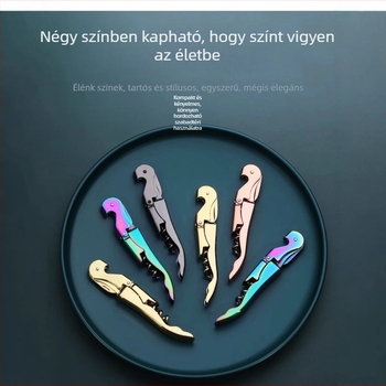 Rozsdamentes acél tengeri csikó alakú üvegnyitó, késes kivitel, multifunkciós bor- és sörnyitó