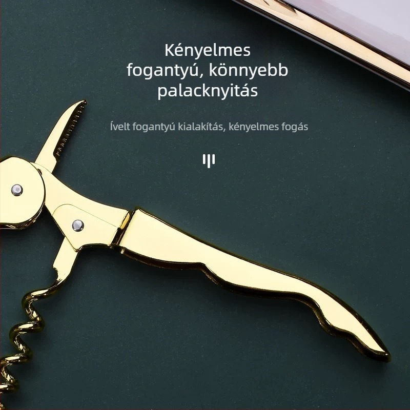 Rozsdamentes acél tengeri csikó alakú üvegnyitó, késes kivitel, multifunkciós bor- és sörnyitó