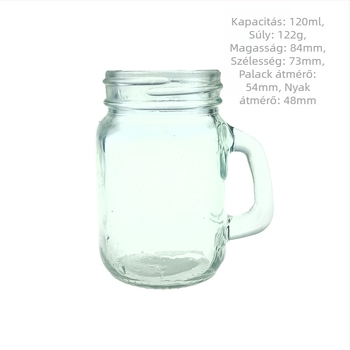 Átlátszó henger alakú üvegflakon fedéllel, 120 ml, kozmetikai mintákhoz