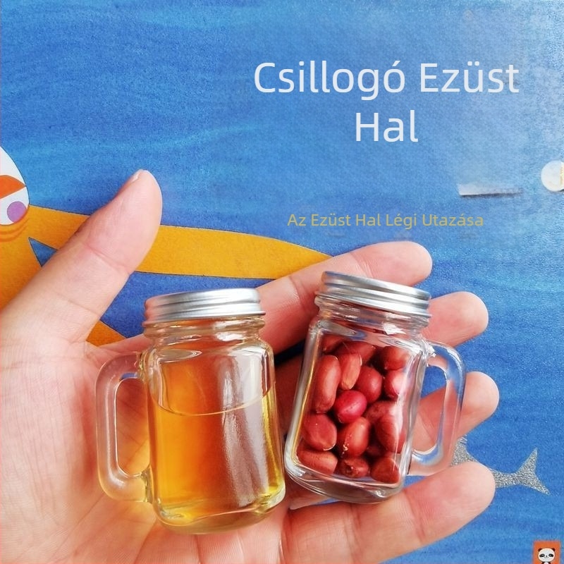 Átlátszó henger alakú üvegflakon fedéllel, 120 ml, kozmetikai mintákhoz