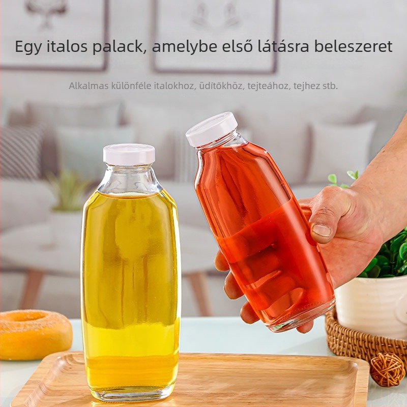 Logónyomtatható vastagított üveg italos palack, átlátszó, 250/350/500 ml