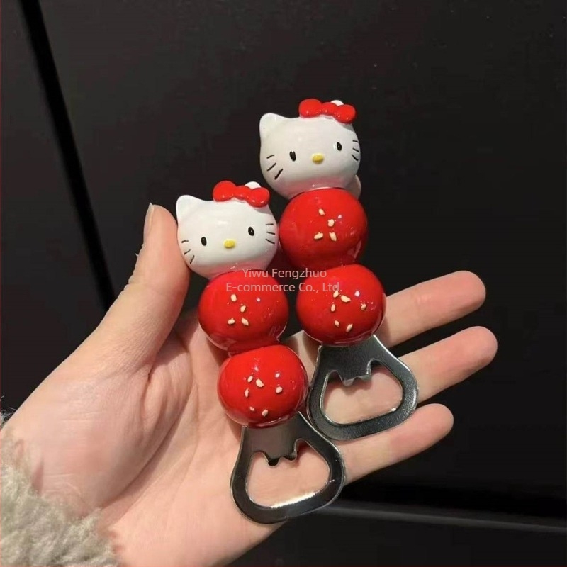 Kreatív aranyos KT macska mágneses üvegnyitó és hűtőmágnes – 3D otthoni dekoráció