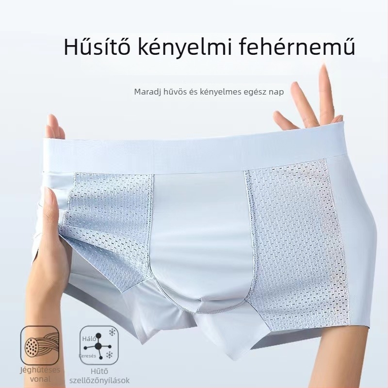 Jégselyem férfi boxeralsó hálózatos, lélegző anyag, hőelvezetés, bőrbarát, középmagas derék