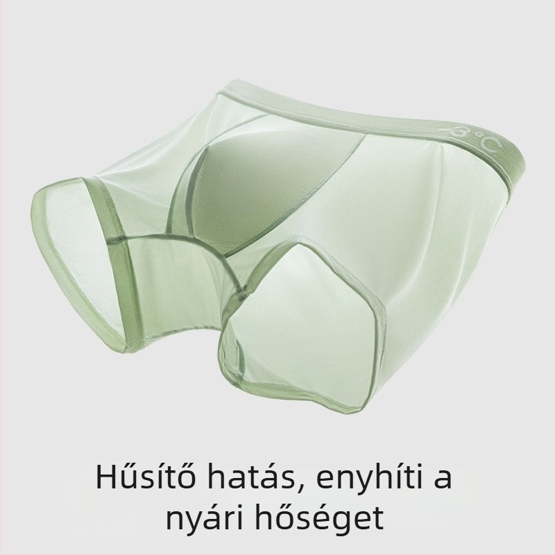 Ice Silk Seamless férfi alsónemű nyárra, légáteresztő, antibakteriális, átlátszó hálóval, vékony boxer brief