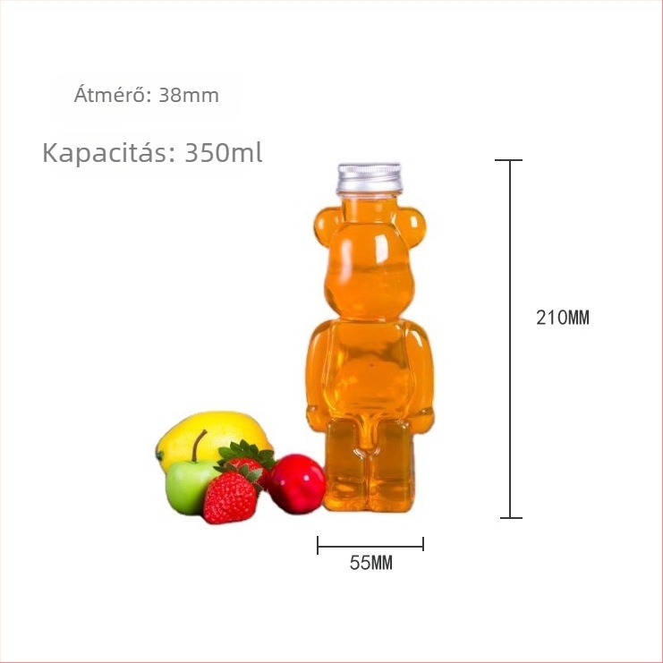 Kreatív hordozható PET italos palack tej-teához, 350–500 ml, alumínium kupakkal