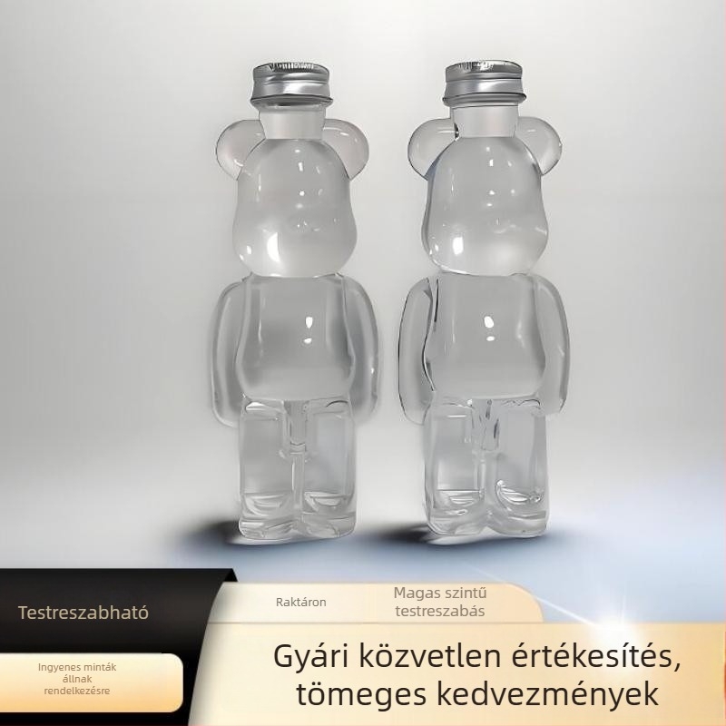 Kreatív hordozható PET italos palack tej-teához, 350–500 ml, alumínium kupakkal