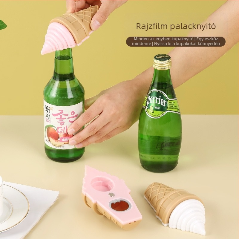 Kreatív mágneses üvegnyitó fagylalt motívummal, aranyos hűtődekoráció, 3D kupakeltávolító