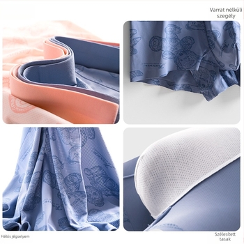 Férfi boxeralsó medve mintával, Ice Silk hálós anyag, légáteresztő, kényelmes, középmagas derekú