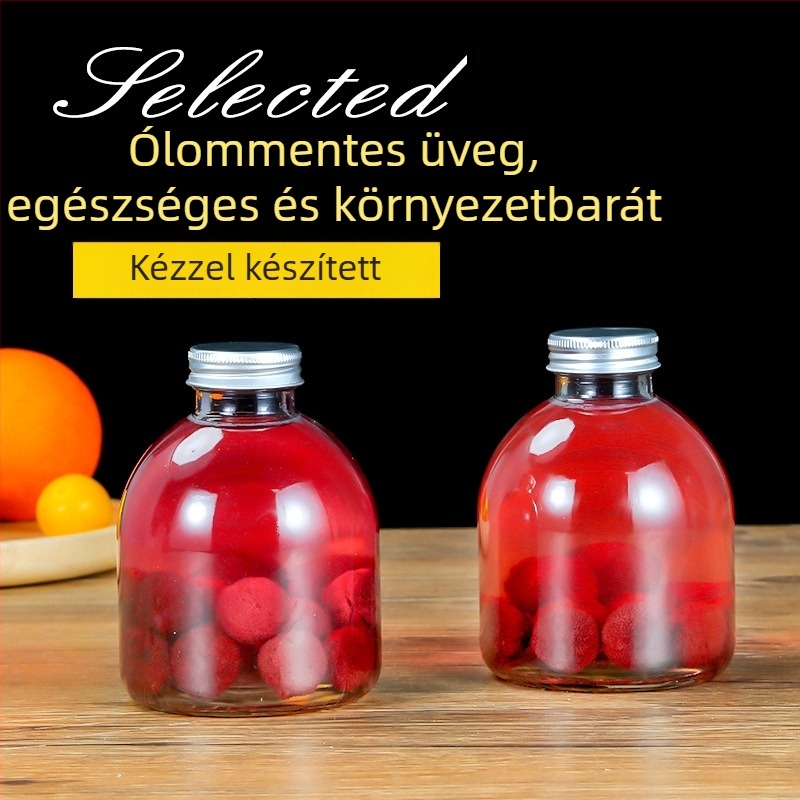 Széles nyakú üveg gyümölcsborhoz, otthoni erjesztéshez, átlátszó, kb. 500 ml