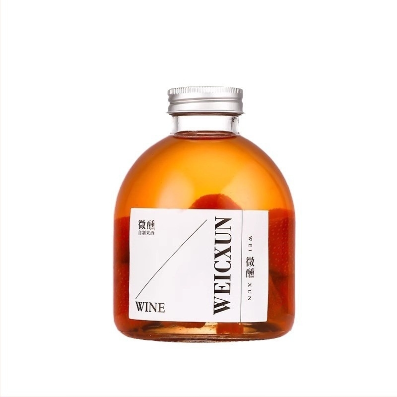 Széles nyakú üveg gyümölcsborhoz, otthoni erjesztéshez, átlátszó, kb. 500 ml