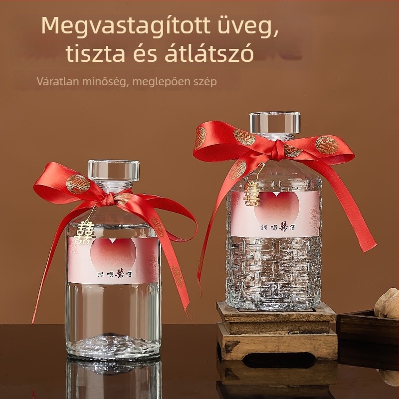 500 ml üveg alkoholtartalmú italhoz, üres üveg zárófedéllel, adagoló üveg, gyümölcsboros üveg