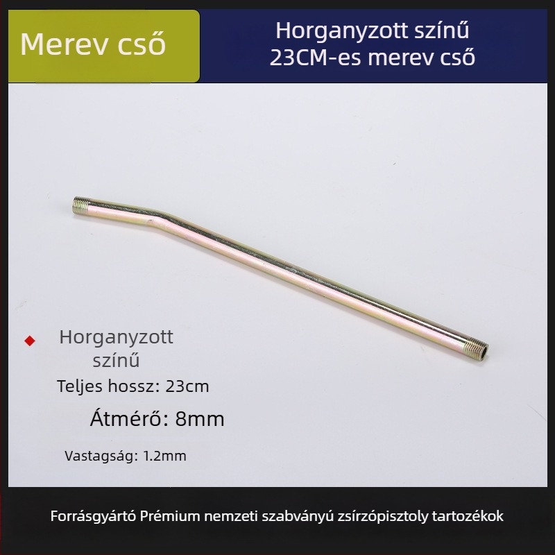 Zsírzópisztoly kiegészítő készlet: tömlő, merev vascső, kenőanyag-kimeneti cső, sík végű fej, hegyes végű fej, összekapcsoló rúd (YG001)