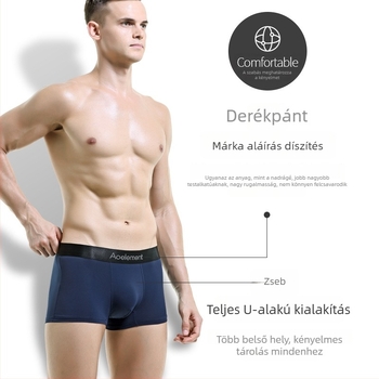 Férfi lélegző boxeralsó, hálós Ice Silk anyagból, középmagas derekú, varratmentes, egyszínű