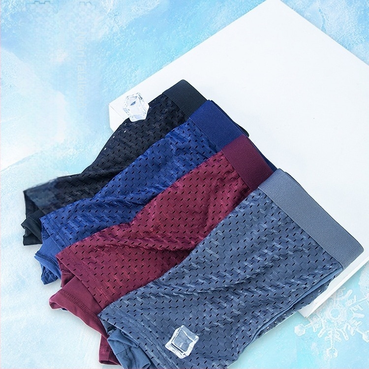 Férfi ice-silk hálószövésű boxeralsó, légáteresztő, plusz méret, nyár, vékony hálószövet