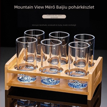 Blue Mountain háztartási célú fehérboros pohár szett, luxus adagoló mérőskálával és jéghegy alakú vastag alappal