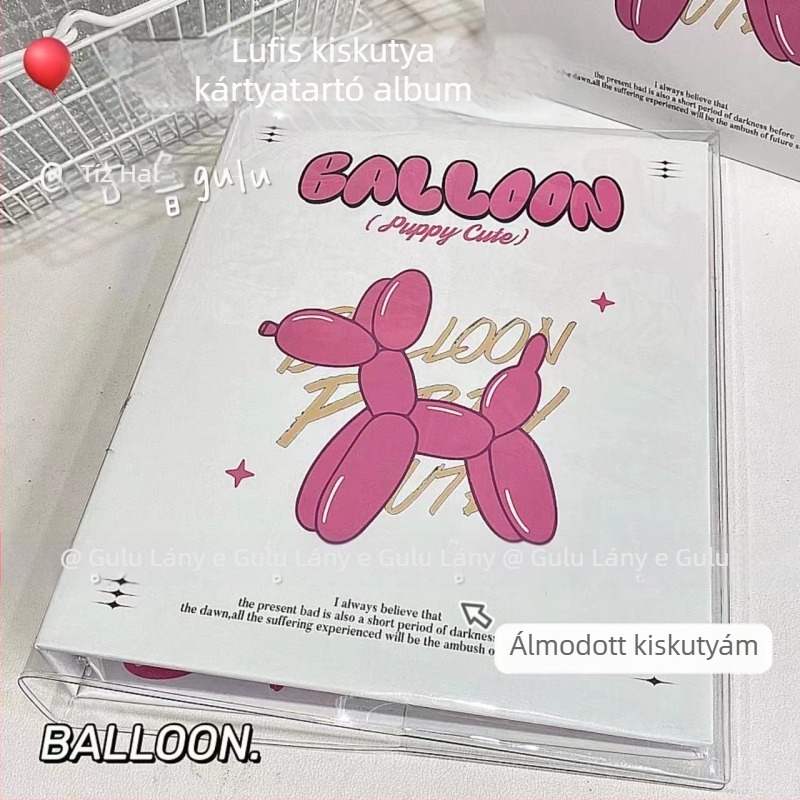 Balloon Puppy témájú A5-ös keményfedeles kártyaalbum levehető lapokkal – stílusos kártyatároló