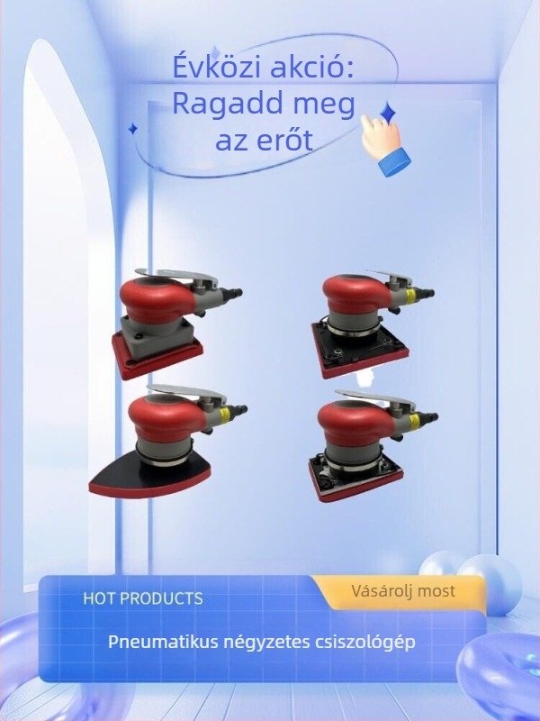Négyszögletes pneumatikus csiszoló, háromszög alakú csiszolófejjel, ipari osztályú száraz gletteléshez használt faipari légcsiszoló rezgő