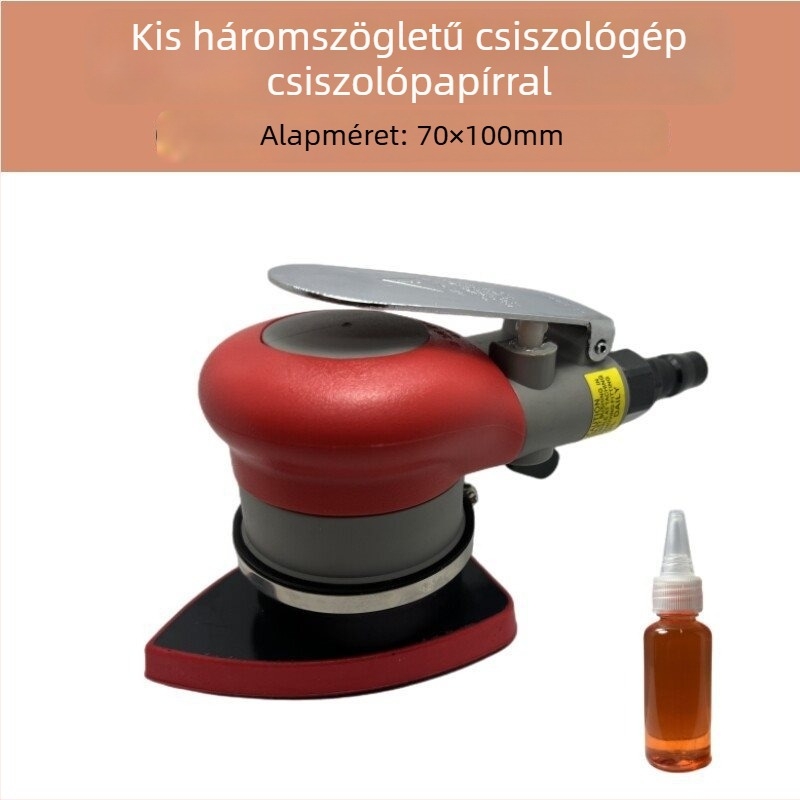 Négyszögletes pneumatikus csiszoló, háromszög alakú csiszolófejjel, ipari osztályú száraz gletteléshez használt faipari légcsiszoló rezgő