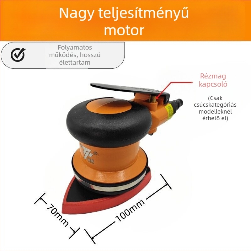 Négyszögletes pneumatikus csiszoló, háromszög alakú csiszolófejjel, ipari osztályú száraz gletteléshez használt faipari légcsiszoló rezgő