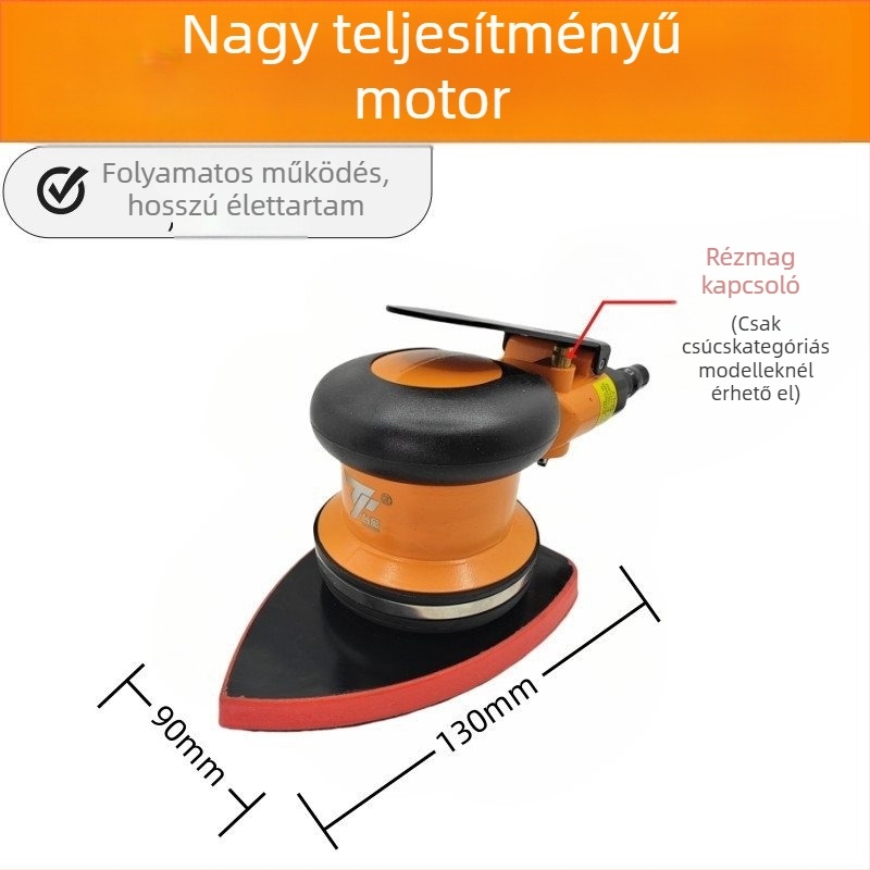 Négyszögletes pneumatikus csiszoló, háromszög alakú csiszolófejjel, ipari osztályú száraz gletteléshez használt faipari légcsiszoló rezgő