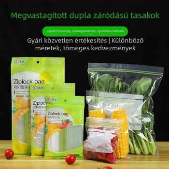 Vastagított, kettős bordázatú zárótasakok bébiételek tárolására hűtőben és fagyasztóban.